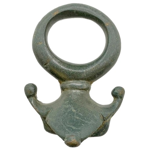 35A - Romano-British skirted terret Ring. The terret is complete and is comprised of a circular loop mount... 