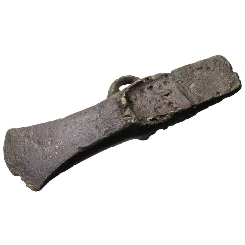 11 - Bronze age looped palstave axehead. Circa 1250-950 BCE. Copper-alloy, 120mm x 36mm. 229.8g. Ref: The... 