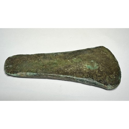 6 - Bronze age flat axe. Circa 2350 to 2050 BCE. 123mm x 62mm. These axes all fit within the earliest ph... 