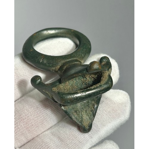 28 - Romano-British skirted terret Ring. The terret is complete and is comprised of a circular loop mount... 