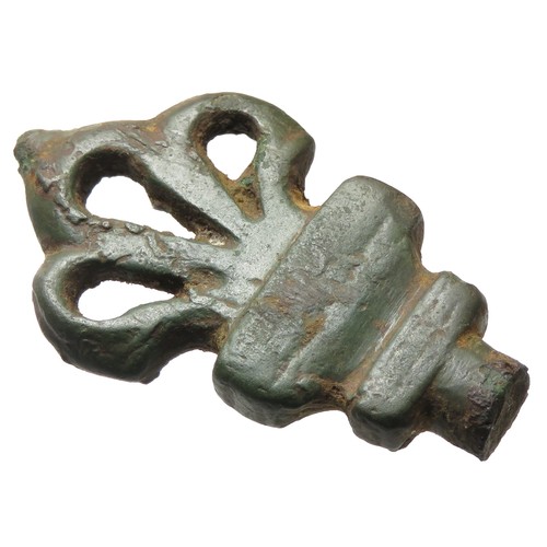 62 - Roman key handle. A large bronze trilobate key handle. Circa 2nd-3rd century CE. Copper-alloy, 59mm.... 