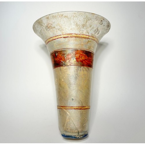 85 - Eastern Mediterranean, Mamluk enamelled glass beaker. 13th Century CE. 16 cm tall. A clear glass and... 