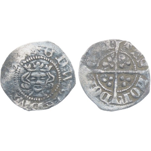 332 - Edward III Farthing. Florin Coinage, 1344-51 AD. Silver, 0.34g. 12 mm. Crowned facing bust, no jewel... 