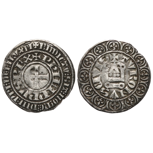 362 - France, Gros tournois Philip IV, 1285-1314 AD. Cross pattee, +PHILIPPVS REX. R. +TVRONVS CIVIS aroun... 