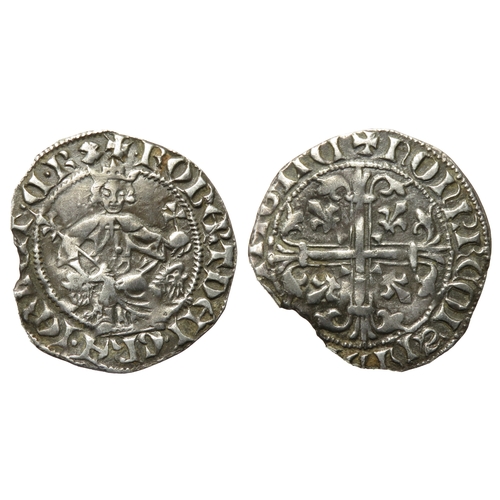 363 - Gros Tournois, Robert of Anjou. Circa 1309-1343 AD. Silver, 26mm. 3.11g. +ROBERT DIE GRA IERL ET C R... 