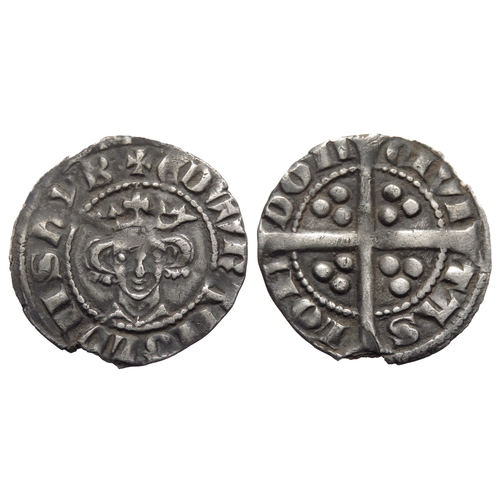 318 - Edward I penny, London. Class 9b. Crowned facing bust, star on breast, +EDWR ANGL DNS HYB. R. Cross,... 