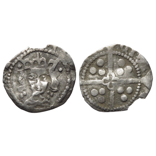 348 - Edward IV Irish penny. Dublin. Third Cross and Pellets coinage, 1473 AD. Crowned facing bust, pellet... 