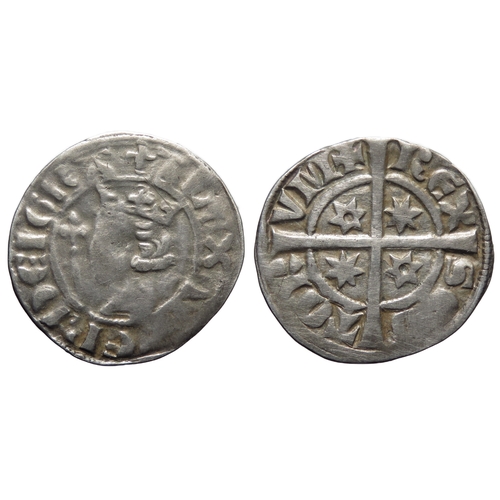 357 - Scotland, Alexander III penny. Second coinage, 1280-86 AD. Crowned bust left with sceptre, +ALEXANDE... 