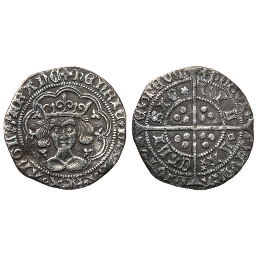 341 - Henry VI groat, Calais. Rosette mascle issue, 1430-31 AD. Crowned facing bust, +HENRIC DI GRA REX AN... 