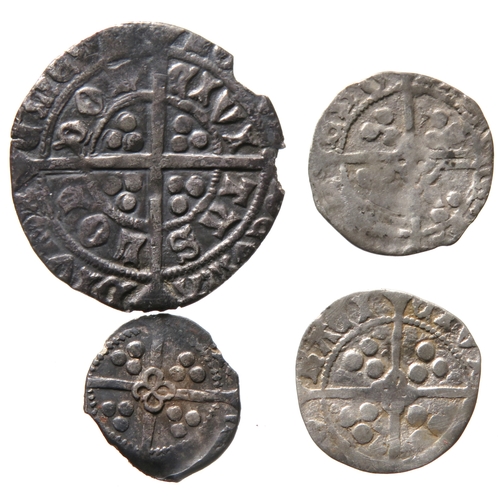 350 - Edward IV group (4). A London groat, Dublin penny and two York pennies. Largest 24mm.