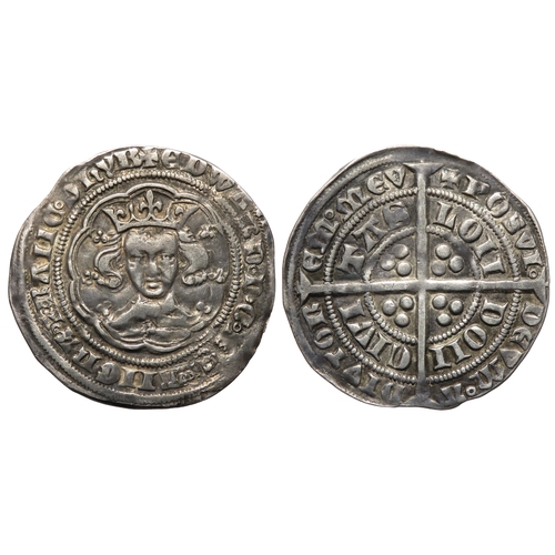 328 - Edward III groat. Pre-treaty period, 1351-61 AD. Series E. Crowned facing bust, +EDWARD D G REX ANGL... 