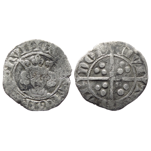 331 - Edward III penny, London. Florin coinage, 1344-51 AD. Silver, 19mm, 1.13g. Crowned facing bust, +EDW... 