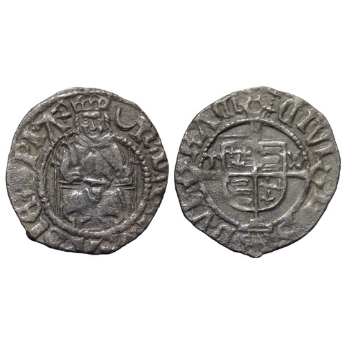 396 - Henry VIII sovereign type penny. Second coinage, 1526-44. Durham. H D G ROSA SIE SPIA, king seated f... 