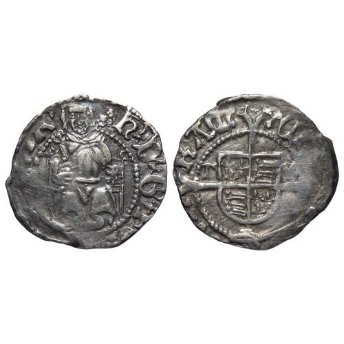 397 - Henry VIII sovereign type penny. Second coinage, 1526-44. Durham. H D G ROSA SIE SPIA, king seated f... 