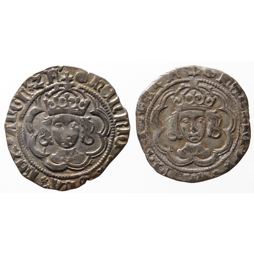 388 - Henry VII halfgroats, Canterbury (2). 19mm, 1.39g & 18mm, 1.41g.