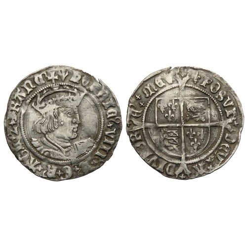 393 - Henry VIII groat. Second coinage, 1526-44. Crowned bust right, HENRIC VIII D G R AGL Z FRANC. R. Shi... 