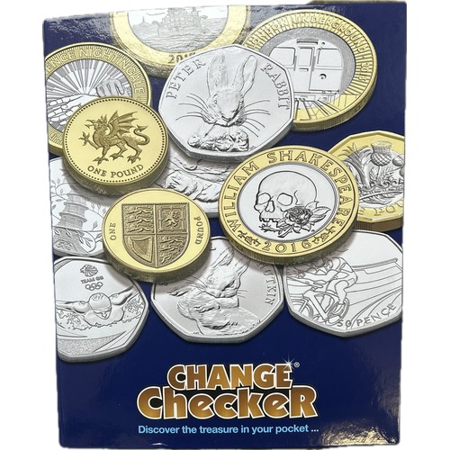 509 - Large Change Checker Folder Containing Uk coinage, to include; 10p, 50p, £2, £5 Coin sets. 2016 Beat... 