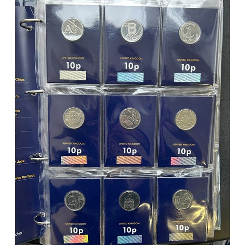 510 - Change Checker Folder Containing British coinage, Two complete set of the alphabet 10 pence pieces, ... 