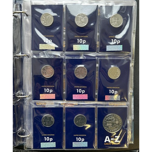 510 - Change Checker Folder Containing British coinage, Two complete set of the alphabet 10 pence pieces, ... 