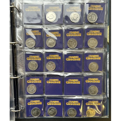 510 - Change Checker Folder Containing British coinage, Two complete set of the alphabet 10 pence pieces, ... 