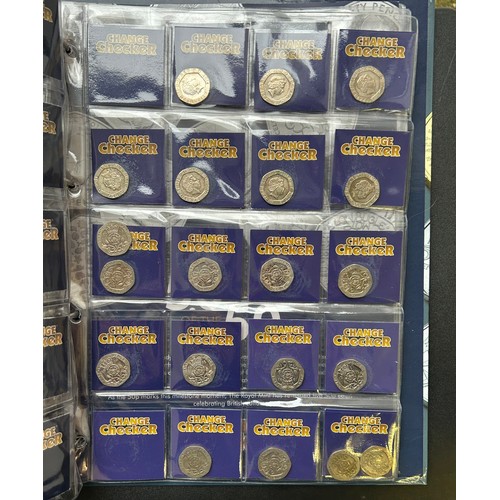 510 - Change Checker Folder Containing British coinage, Two complete set of the alphabet 10 pence pieces, ... 