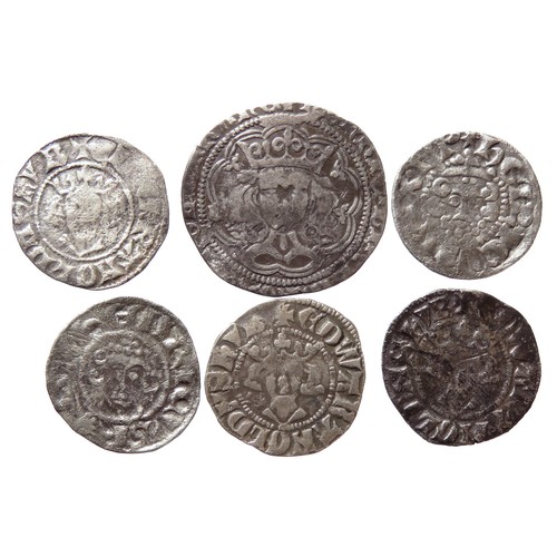 377 - Medieval coin group (6). Circa 13th-15th century AD. Coins include, John penny, class 5b. Henry III,... 