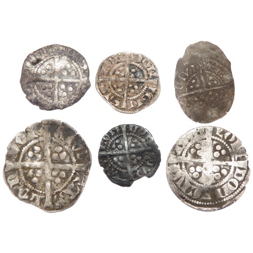 374 - Medieval halfpenny & farthing group (6). Largest 16mm.