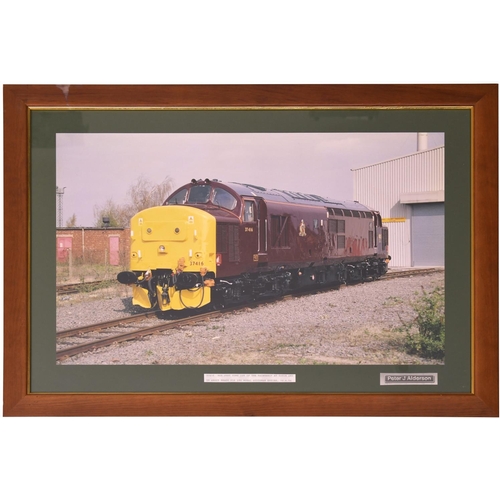 69 - A pair of framed photographs displayed in the offices at Toton Depot. Class 37 416, Peter J Alderson... 