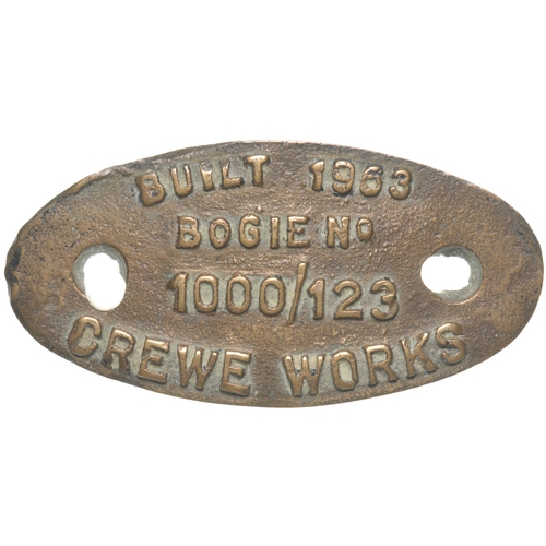 81 - A bogie plate 1000/123 Crewe from a Class 52 in the series D1030 to D1073. Cast brass, 4