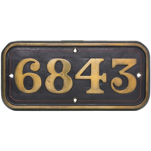 121 - A GWR cabside numberplate 6843 from a 6800 Grange Class 4-6-0 built at Swindon in October 1937 and n... 