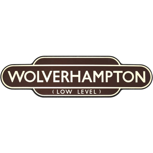 131 - A BR(W) totem sign, WOLVERHAMPTION LOW LEVEL, (f/f). The station closed in 1970. Excellent colour an... 