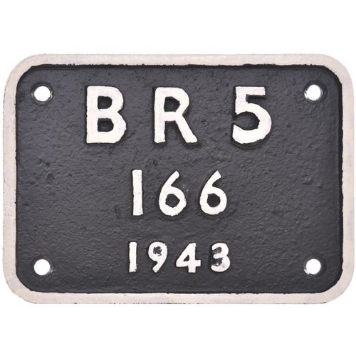 152 - A tenderplate, BR 5, 166, 1943, from a tender originally coupled with former War Department Austerit... 