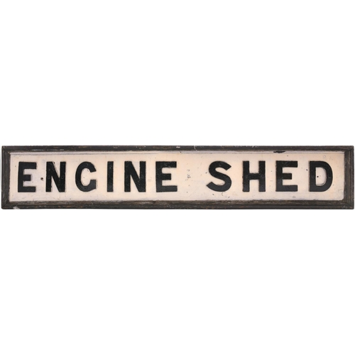 167 - A signal box nameboard, ENGINE SHED, from Percy Main, east of Newcastle. Cast letters on wood, 59¼