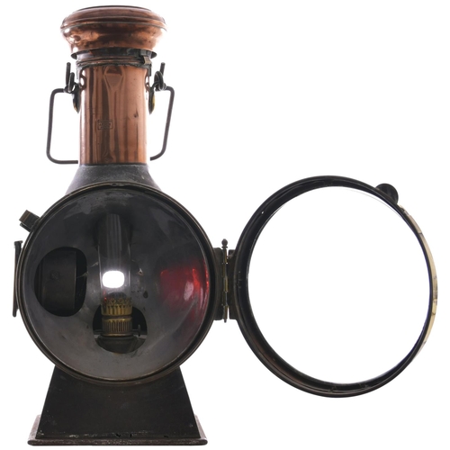 169 - An S.N.C.F. locomotive headlamp, with copper chimney, brass bezel and fittings, by A Butin of Paris.... 