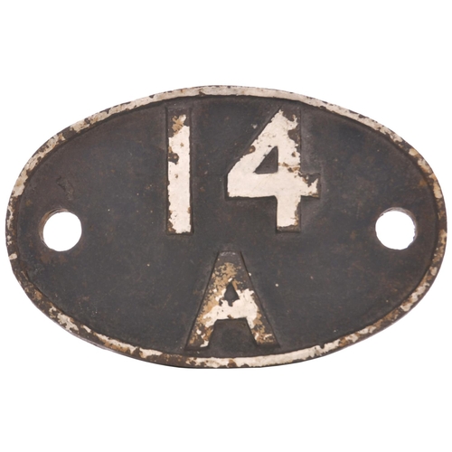 179 - A shedplate 14A  Cricklewood (1935 to September 1963). This ex MR shed was home to 90 locos in 1950,... 