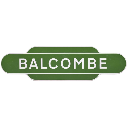 180 - A BR(S) totem sign, BALCOMBE, (f/f). The station is on the Brighton main line, south of Three Bridge... 