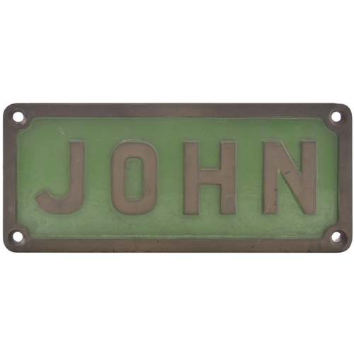 183 - A nameplate, JOHN, from an 0-6-0ST built by Pearson & Knowles Coal & Iron Co, at Dallam Forge, Warri... 