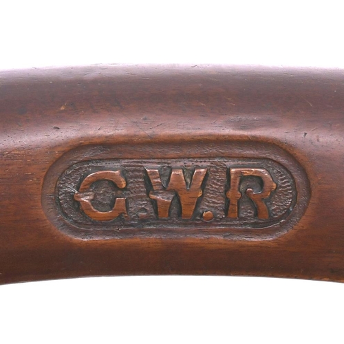 187 - A GWR balloon-backed chair, the company initials prominently carved in the front of the top rail wit... 