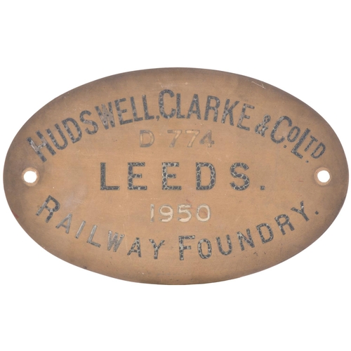 113 - A nameplate NORMAN with its matching worksplate HUDSWELL, CLARKE D774 of 1950, from a  standard gaug... 