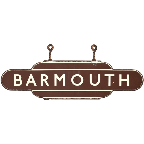 133 - A BR(W) totem sign, BARMOUTH, (h/f), from the Cambrian Coast route. The totem is in original conditi... 