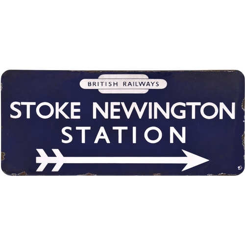 149 - A BR(E) station direction sign, BRITISH RAILWAYS STOKE NEWINGTON STATION, (f/f), from the Hackney Do... 