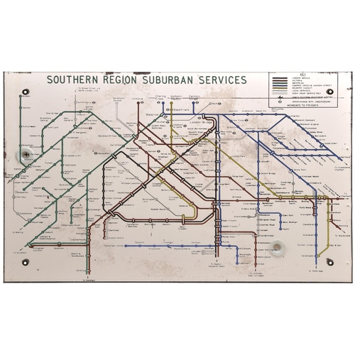 150 - A BR(S) carriage mirror with a map of the region's suburban system. Glass, 24