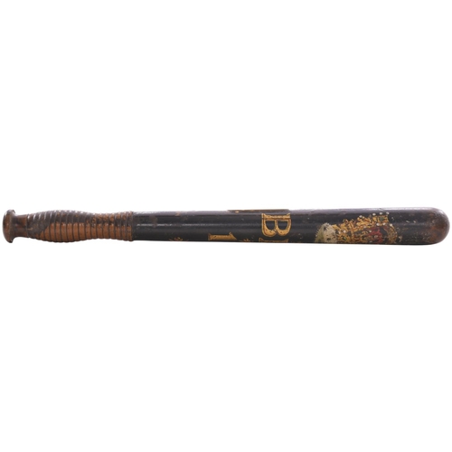 152 - A Bristol and Exeter Railway policeman's truncheon, with lettering B.E.R. 17 and crown, length 17¼