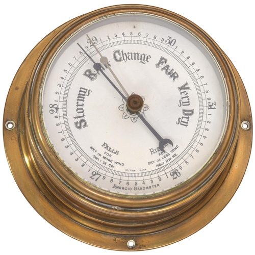 154 - A ship's barometer from the ferry Invicta (see previous lot). Brass case, 6¼