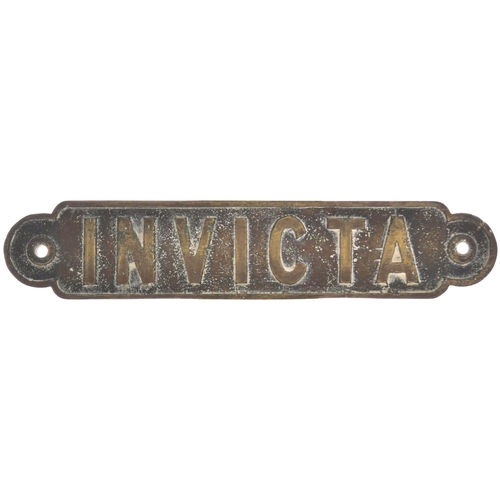 155 - A lifeboat nameplate, INVICTA (see previous lot). Cast brass, 11¼