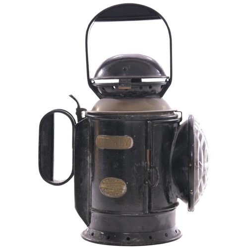 157 - A Metropolitan Railway four aspect handlamp, the body inscribed NORTHWOOD and with Polkey makers pla... 