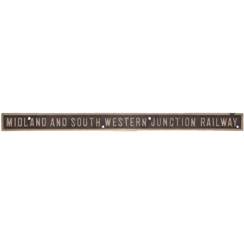 163 - A Midland and South Western Junction railway poster board header, cast iron, length 26