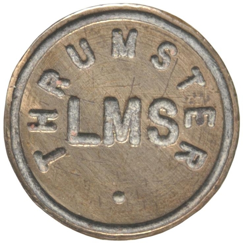 174 - A station seal, LMS THRUMSTER, from the Wick and Lybster Light Railway. Engraved brass head, wooden ... 