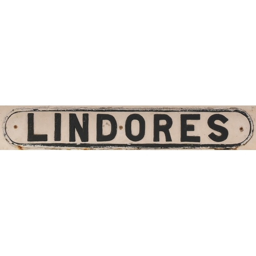 175 - An LNER seat back plate, LINDORES, from the Newburgh and North Fife line between Glenburnie Junction... 