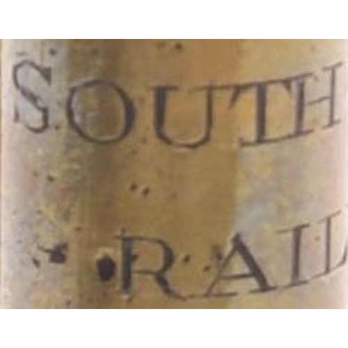 80 - A South Devon Railway tipstaff inscribed SOUTH DEVON RAILWAYS, NEWTON ABBOT 1848. Brass body with cr... 